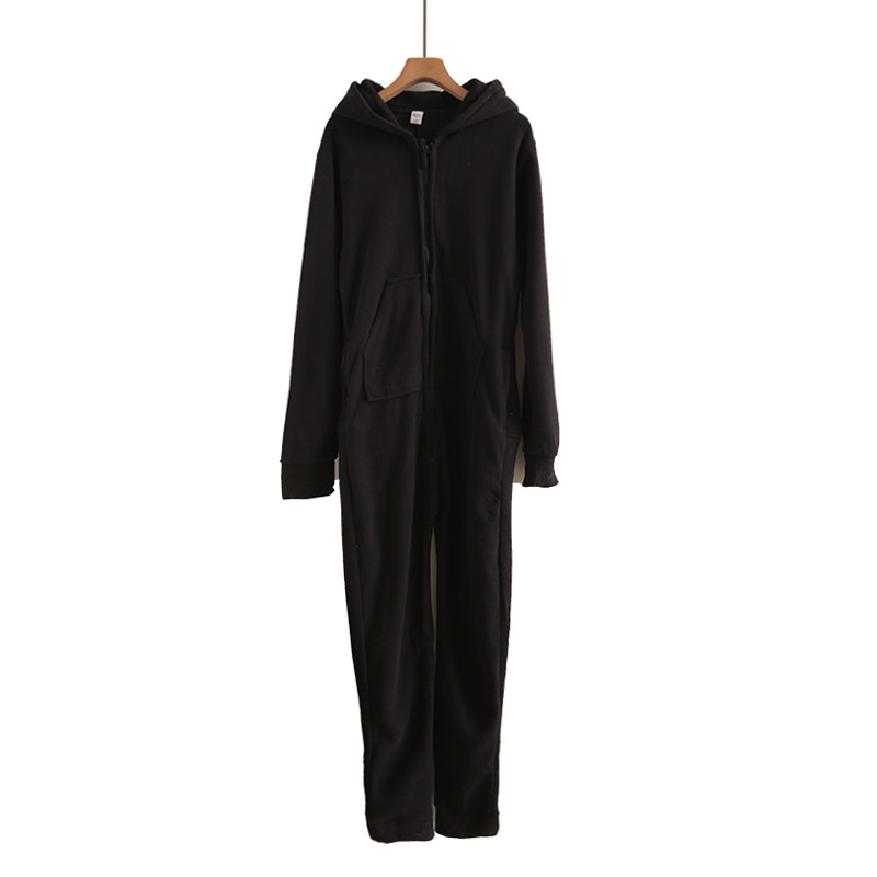 冬季连帽连体裤青年情侣家居服男女长袖睡衣拉链一体式睡衣连体衣