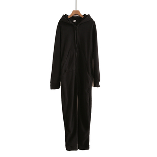 冬季连帽连体裤青年情侣家居服男女长袖睡衣拉链一体式睡衣连体衣