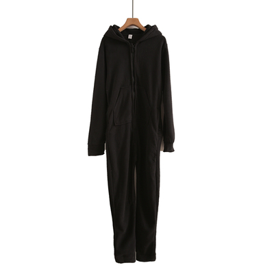 冬季连帽连体裤青年情侣家居服男女长袖睡衣拉链一体式睡衣连体衣