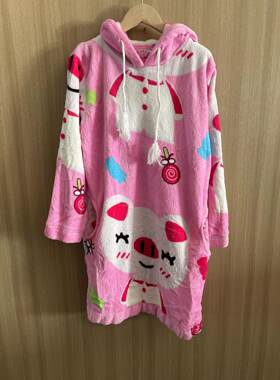 儿童睡衣秋冬女童家居服连帽浴袍珊瑚绒婴儿浴巾宝宝法兰绒睡袍