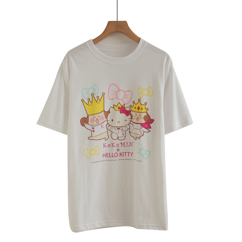 外贸可爱夏季俏皮清爽甜美短袖T恤 卡通动漫宽松透气舒适女士上衣