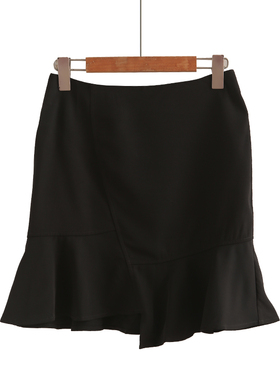 基础款不规则显瘦包臀短裙折扣专柜正品撤柜清仓26夏裙子女鱼尾裙