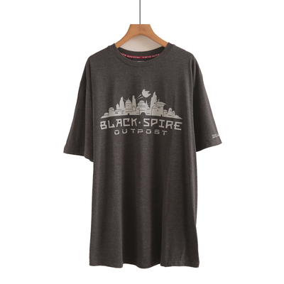 复古城堡印花T恤女夏季通勤长款圆领遮屁股休闲字母短袖上衣