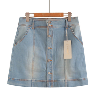 新款韩版春季chic高腰包裙牛仔裙半身裙短裙港味a字裙子女夏简单