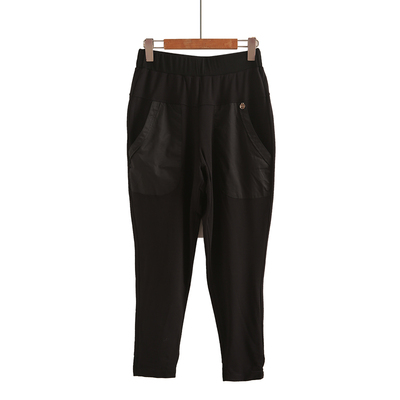 街头潮牌个性拼接薄款人棉透气九分裤2025夏季新款休闲显瘦哈伦裤