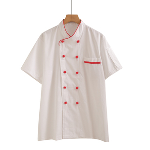 学校幼儿园厨师工作服女短袖餐饮食堂人员厨房工衣白色炊事员服装