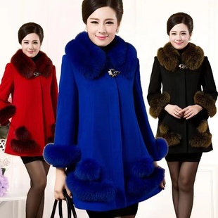 2025新款 洋气中年呢子大衣中老年女装 羊毛毛呢外套中长款 妈妈冬装