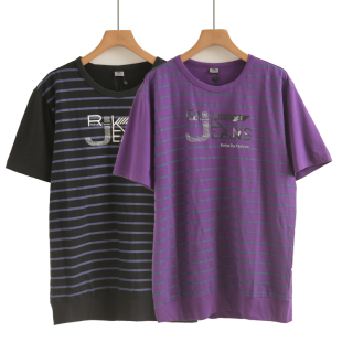 t恤中青年休闲潮流套头半袖 条纹纯棉圆领短袖 体 夏季 2025男女新款