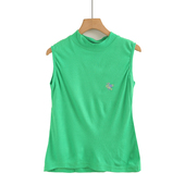 打底衫 T恤半高领吊带上衣洋气修身 外穿紧身无袖 刺绣背心女夏新款