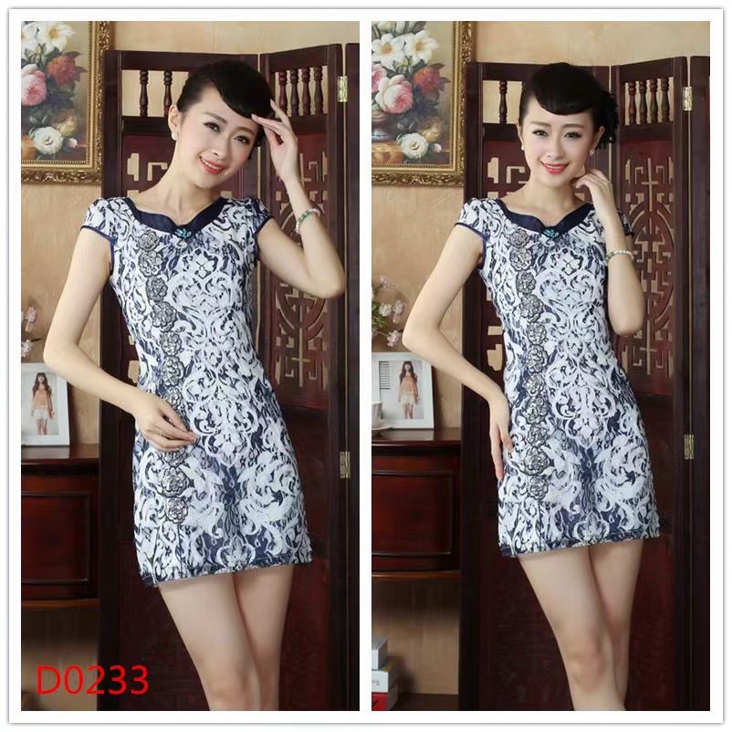 设计感小众蕾丝旗袍连衣裙女短袖夏季2025新款气质轻奢显身材裙子