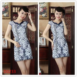 气质轻奢显身材裙子 2025新款 设计感小众蕾丝旗袍连衣裙女短袖 夏季