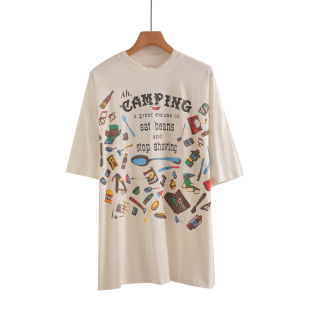 纯棉卡通印花大码遮肉半袖T恤裙中长款宽松短袖T恤女加肥加大上衣