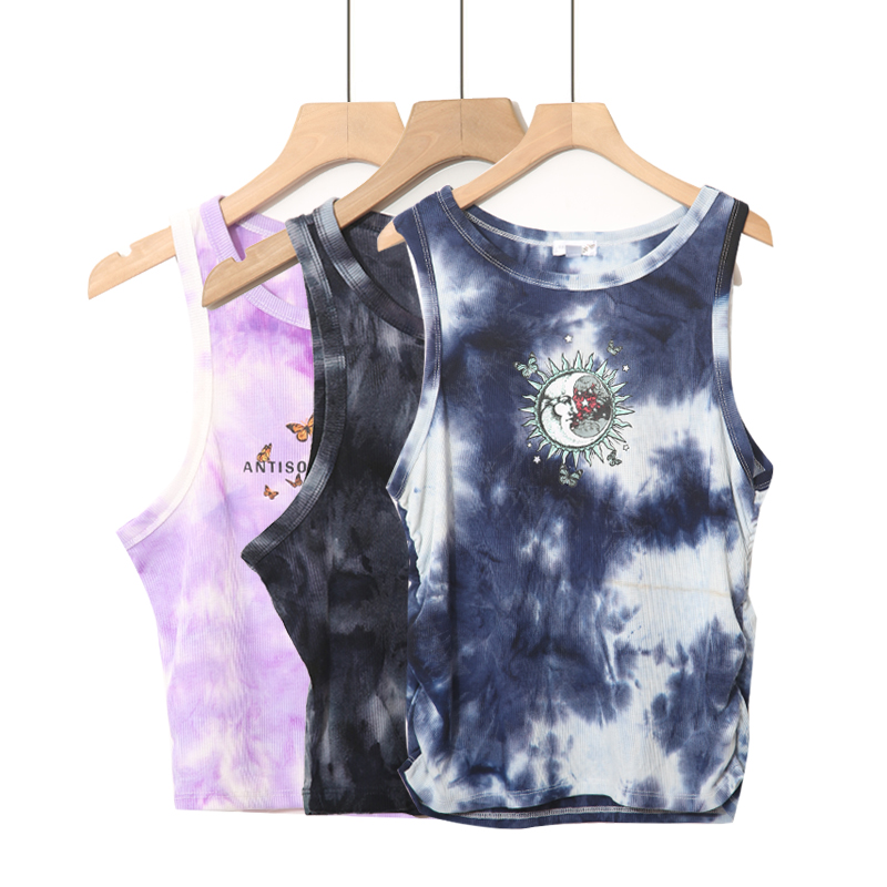 扎染工字背心修身性感短款