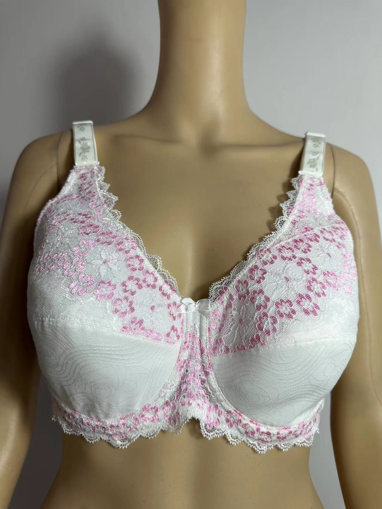 夏季粉白蕾丝薄款有钢圈文胸女士内衣聚拢大胸显小大码胸罩,女士内衣/男士内衣/家居服,文胸,淘宝优惠券,粉丝福利购,淘宝优惠卷