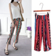 休闲裤 亲子夏季 通勤复古宽松紧腰印花民族风七分裤 外贸女装 新款