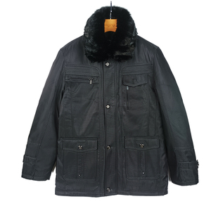 中老年棉衣男蚕丝棉加厚老人爷爷棉袄爸爸冬装外套老爸羽绒棉服