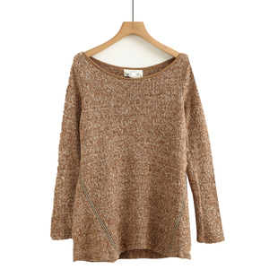 秋冬女韩版 毛线衣 圆领套头宽松毛衣百搭简约羊毛纯色毛圈针织衫