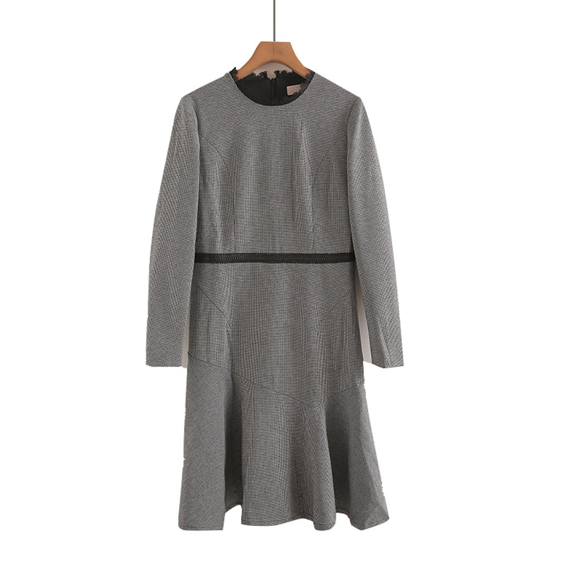 2025秋冬新款女装千鸟格印花小香风气质中长款过膝修身连衣裙,女装/女士精品,连衣裙,淘宝优惠券,粉丝福利购,淘宝优惠卷