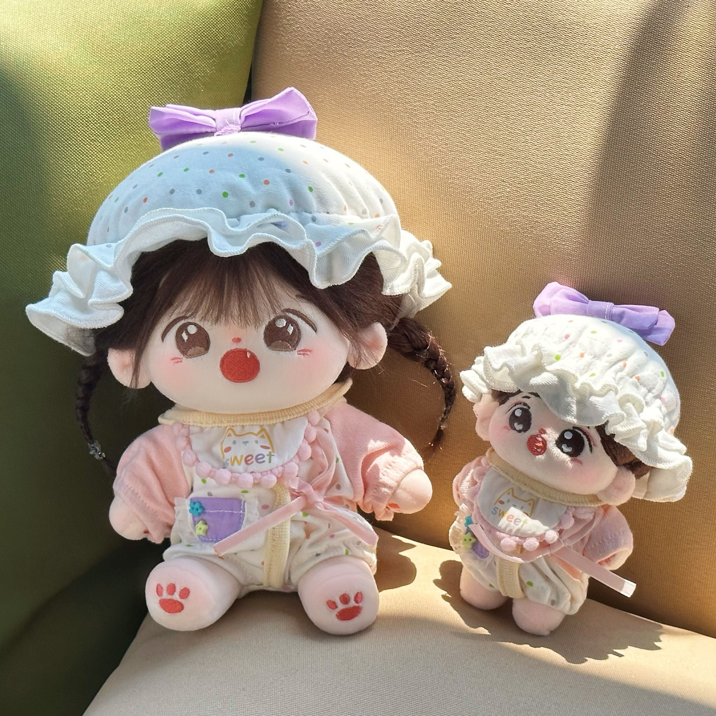 现货娃衣10cm20cm厘米棉花娃娃连体服可爱爬爬服带帽子替换装衣服