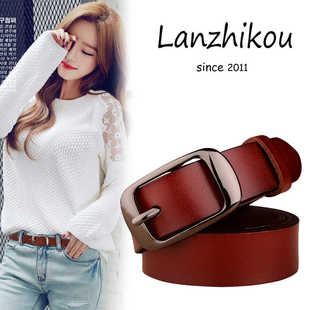 韩版 女款 女士百搭休闲皮带网红款 休闲裤 女士牛皮腰带配牛仔裤 新款