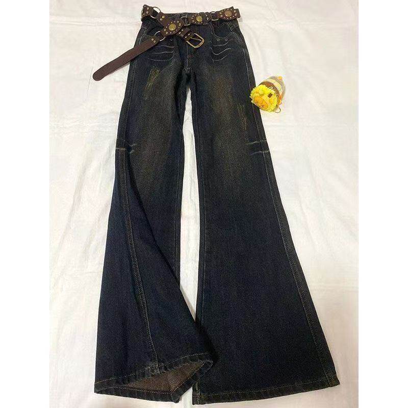 小个子高腰复古微喇牛仔裤女2026春季新款设计感高街美式喇叭裤子