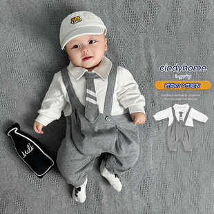 2025新款 新生儿宝宝满月百日宴周岁洋气连体衣婴儿衣服哈衣