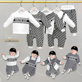 婴儿衣服加绒加厚保暖百天宝宝连体衣哈衣分体套装 时尚 洋气秋冬季