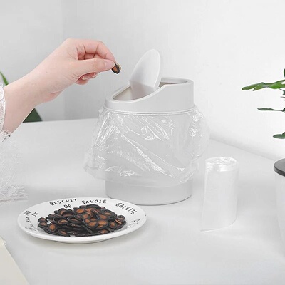 Mini Desktop Bin Small Trash Can Tube with Cover Bedroom Tr