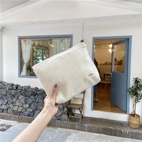 Corduroy Travel Cosmetic Bag Portable Makeup Storage Bag Pu