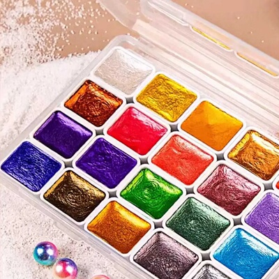 20 Color Pearl Watercolor Paint Set - Vibrant solid paint b