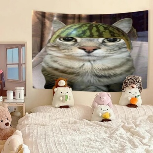 Funny Cat Meme Tapestry Kawaii Animal Home Decor Wall Hangi