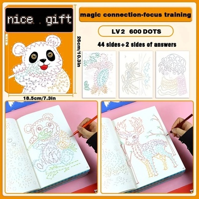 44 complex patterns+answers, digital connected drawing book