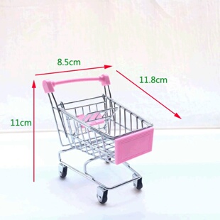 1:48 Mini Supermarket Shopping Trolley Cart Desktop Model C