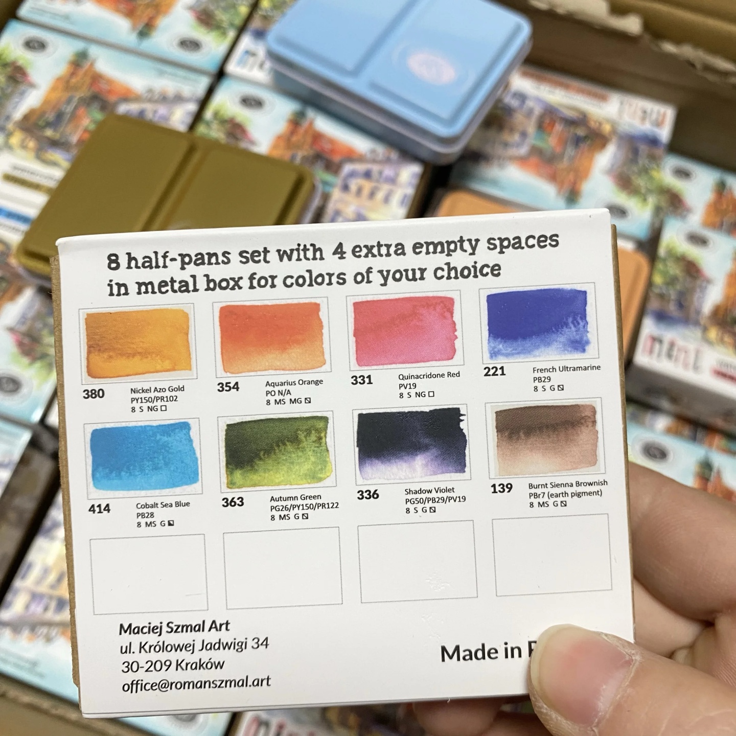 ROMAN SZMAL ARTISTS MINI Metal Box 8 Half Pans Color Portab