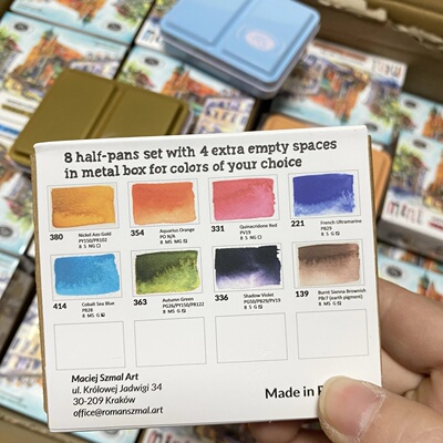 ROMAN SZMAL ARTISTS MINI Metal Box 8 Half Pans Color Portab