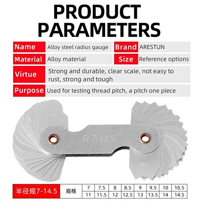 Radius template R gauge R1-6.5 7-14.5 15-25 26-80 radius ga