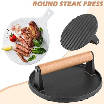 Kitchen Heavy Meat Press Griddle Cast Iron Burger Tool with