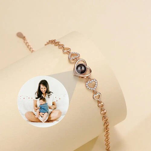 S925 Silver Personalized Custom Photo Bracelets Projection