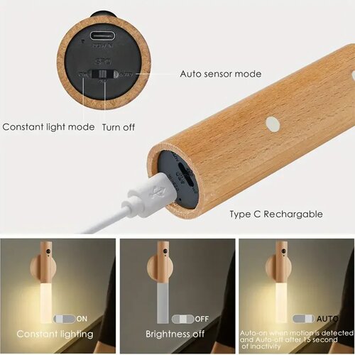 Smart Motion Sensor Night Light LED Rechargeable Magnetic W
