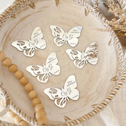 Personalized Acrylic Mirror Tags Butterfly Party Gift Tag Q