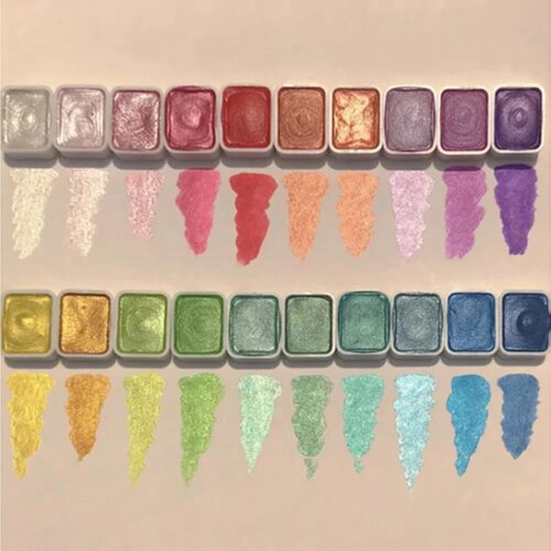 20 Colors Watercolor Painting Set, Metallic Watercolor Pain
