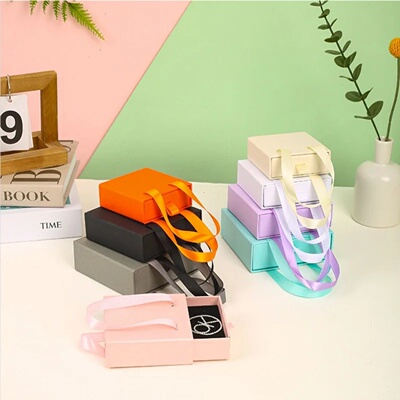 100pcs/Lot Paper Jewelry Box Multi Colors Drawer Box Custom