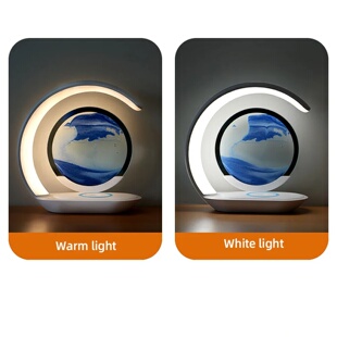 Quicksand Table Lamp USB Wireless Charging Desk Lamp 3D Hou