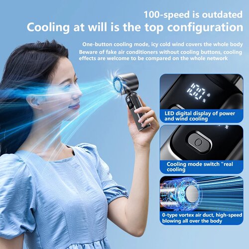 Xiaomi Ice Cooling Handheld Fan 100 Speeds Turbo Portable U