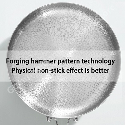 Titanium Stainless Steel Frying Pan Nonstick Wok Uncoated P