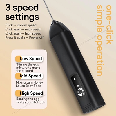 Electric Milk Frother USB Rechargeable Handheld Egg Beater