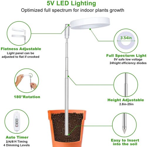Full Spectrum Indoor Solar LED Growth Light, Four Gear Dimm