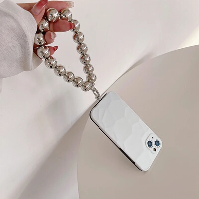Luxury Plating Beaded Bracelet Phone Chain Acrylic Pendant