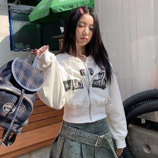 卫衣款 春秋加厚短外套女 FLeurant假两件涂鸦印花帽衫 官方授权Jac