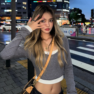 T恤打底上衣 假两件天丝羊毛修身 JAC FLEURANT设计师2025秋冬新款